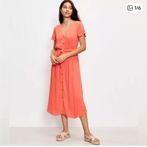 LOFT Button-Down V-Neck Dress